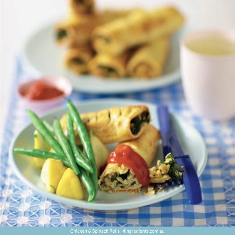 4ING l Recipe Image l Chicken & Spinach Rolls - school lunches